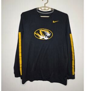 Nike Dri-fit Univ of Missouri Mizzou Tigers black long sleeve shirt - large